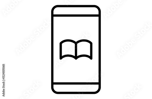 スマートフォンで電子書籍を読む画面のベクターイラストアイコン
