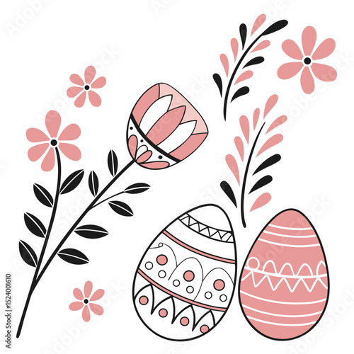 Floral Easter Eggs And Blooms