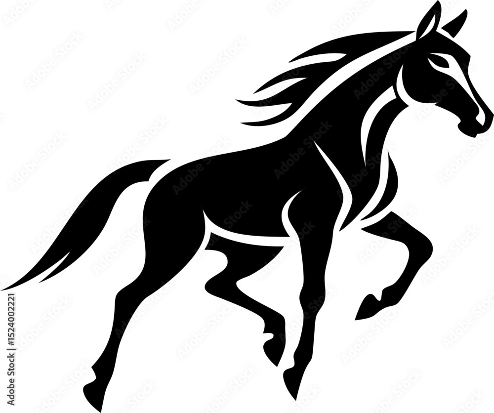 horse in motion silhouette vector, minimal equine design horse in motion silhouette vector, minimal equine design