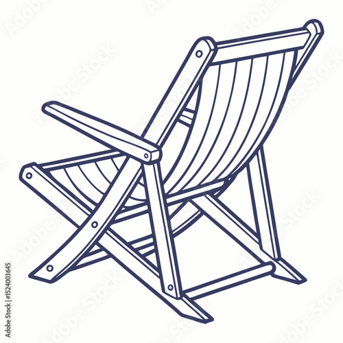 Beach Chair Line Art Summer Vacation Graphic