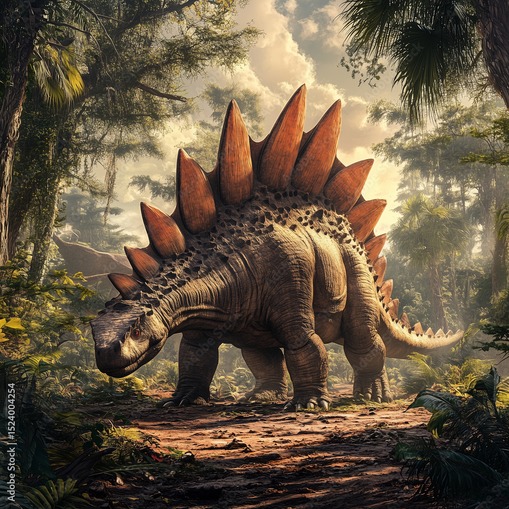 Fototapeta premium stegosaurus, ancient animal, illustration, background, creature, ancient, dinosaur, animal, isolated, jurassic, dino, big, gigantic, prehistoric