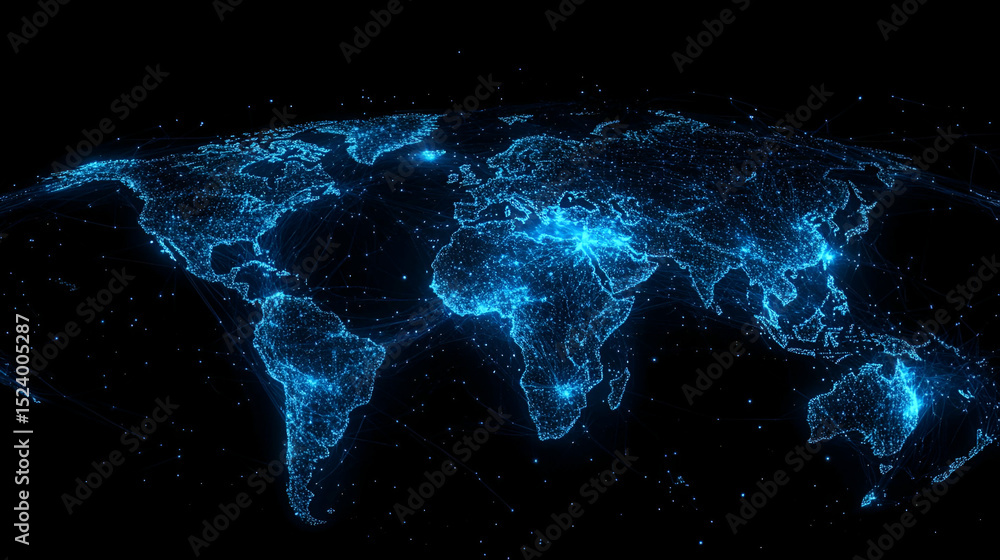 Obraz premium Glowing Digital World Map
