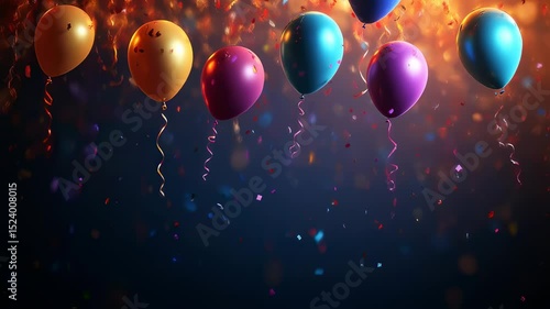 Festive celebration background with colorful balloons and confetti for party events