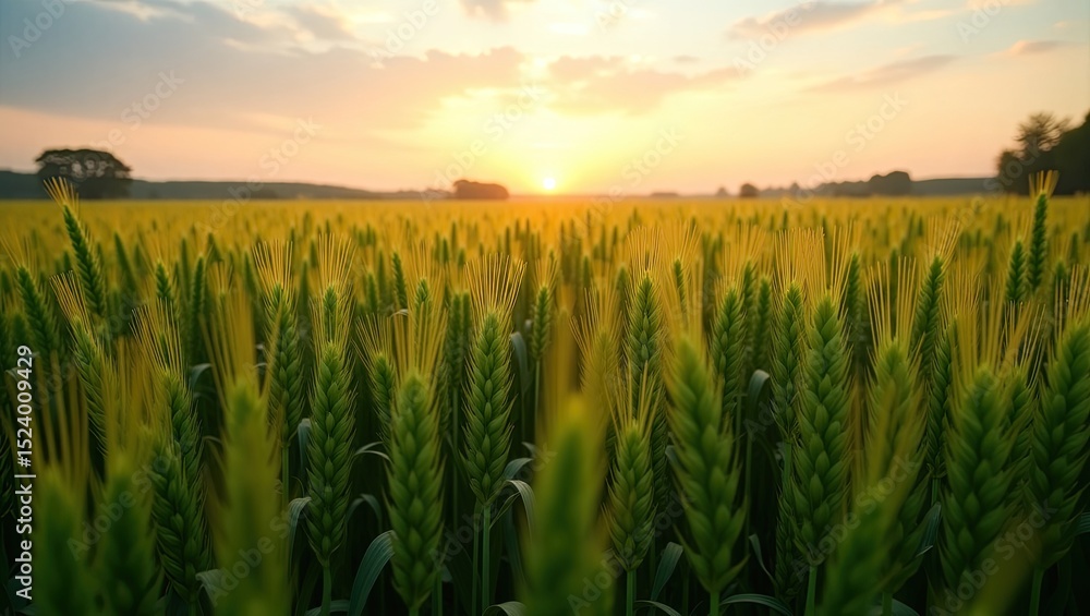 Fototapeta premium wheat field at sunset