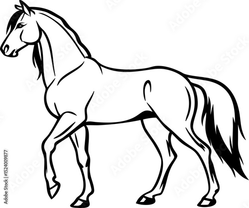 horse line vector icon in walking style  , isolated vector illustration