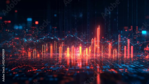 Wallpaper Mural Financial data visualization abstract background with stock market graph animation Torontodigital.ca