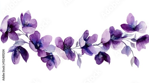 Watercolor Purple Flower Garland.