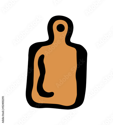 Vector color illustration of a kitchen wooden cutting board on a white isolated background