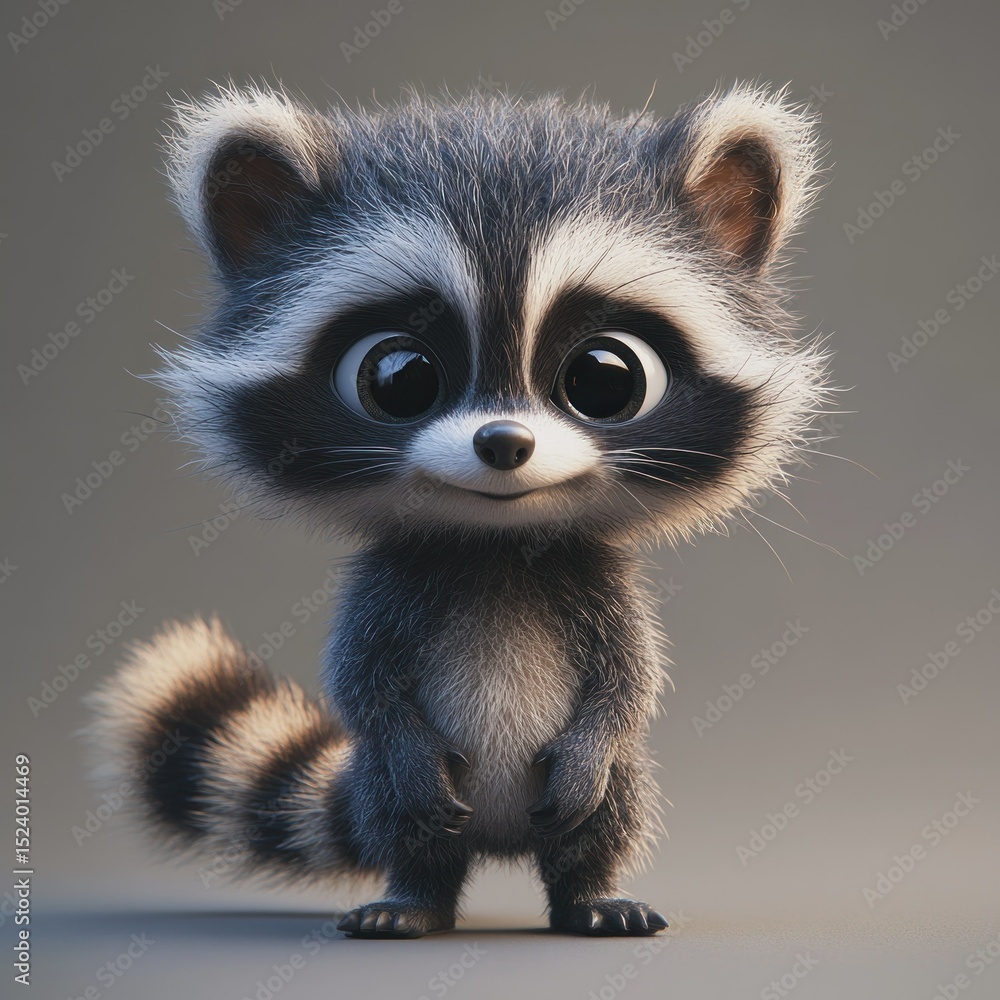 Fototapeta premium Adorable cartoon raccoon (1)
