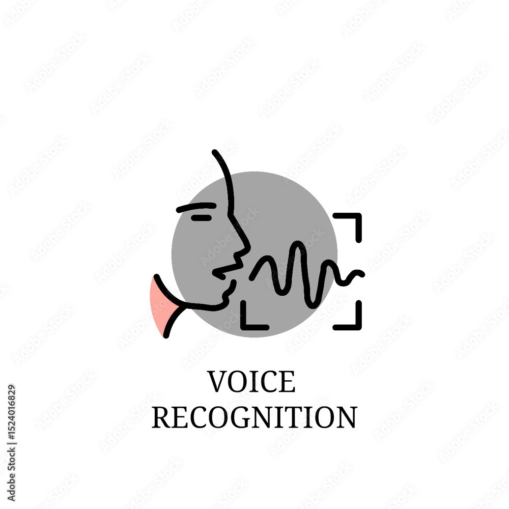 Fototapeta premium Voice Recognition Icon – AI Speech Detection Technology