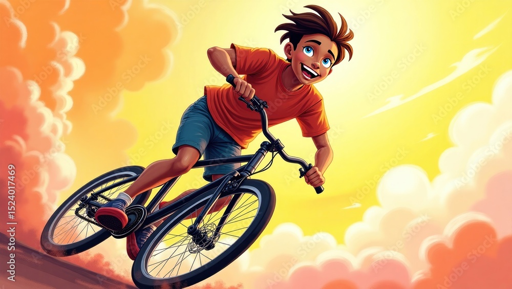 Fototapeta premium man riding a bike