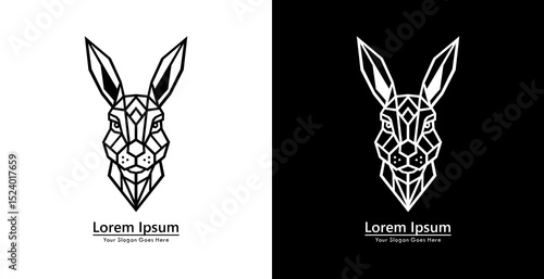 Rabbit head logo design with modern geometric style