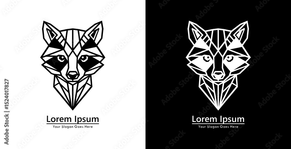 Fototapeta premium Raccoon head logo design with modern geometric style