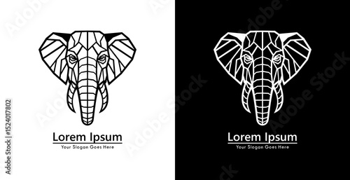 Elephant head logo design with modern geometric style