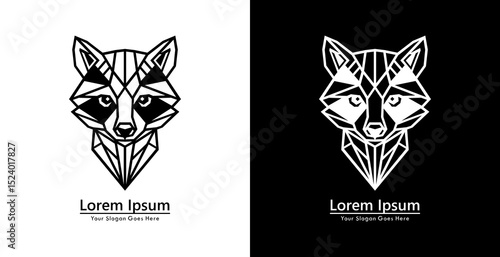 Raccoon head logo design with modern geometric style