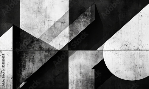 Abstract Concrete Geometric Design - Black and White Architectural Texture