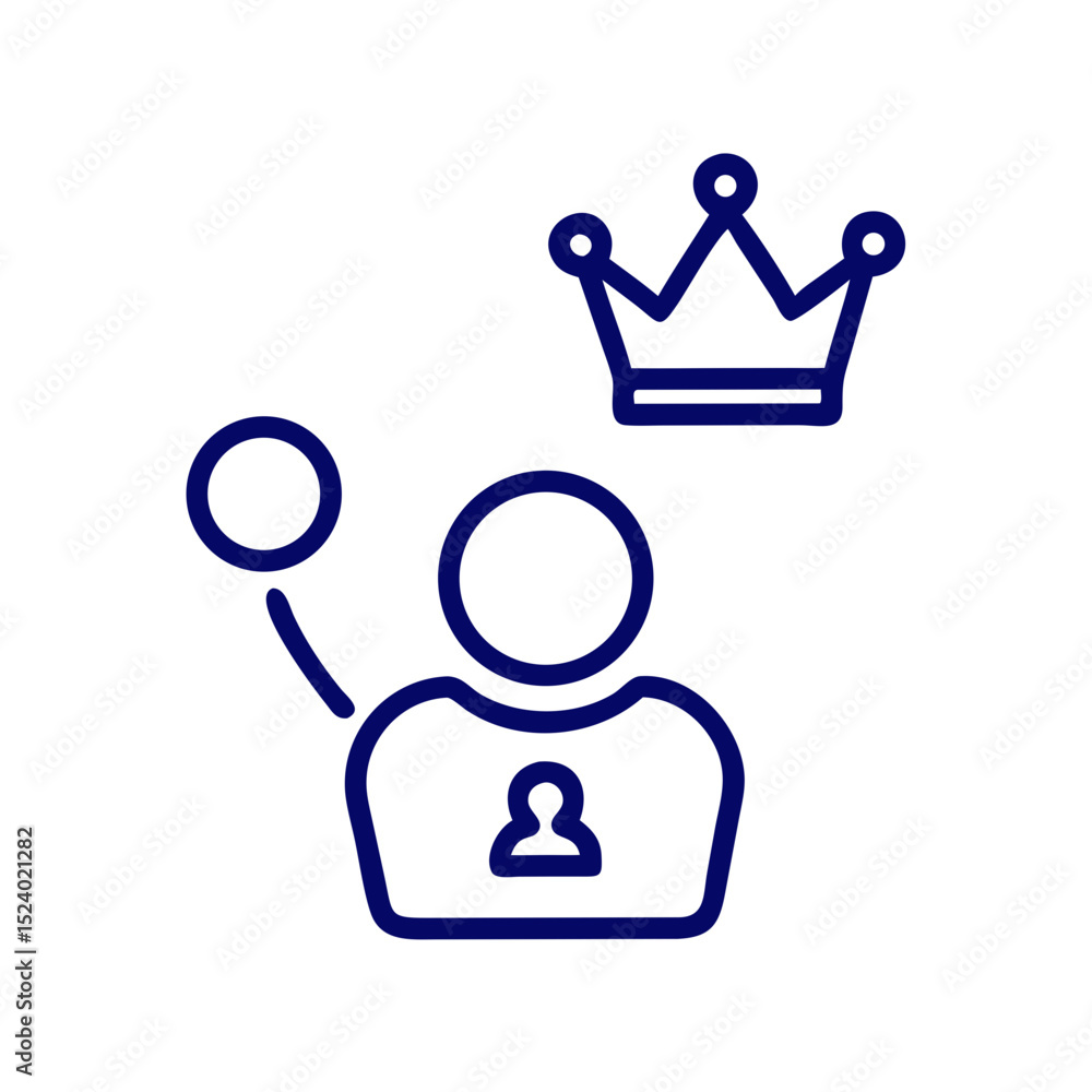 Fototapeta premium User with a crown icon representing authority and leadership 