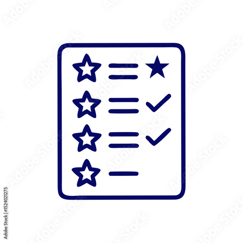 Checklist with stars and check marks in a minimalist design  