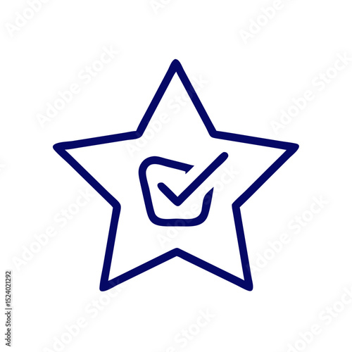 Star icon featuring a checkmark in minimalist design  