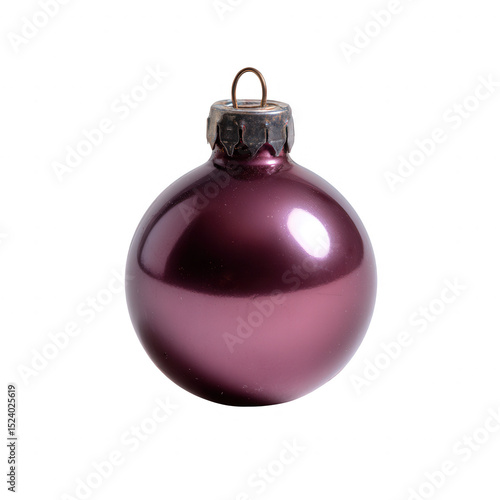 A shiny, maroon Christmas ornament isolated on a white background, perfect for holiday decorations and festive designs.