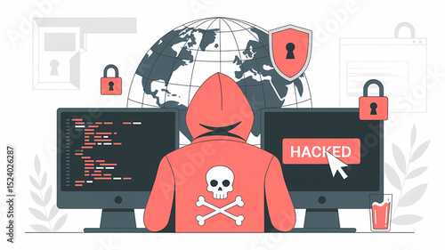 Hacker doing cyber attack world wide