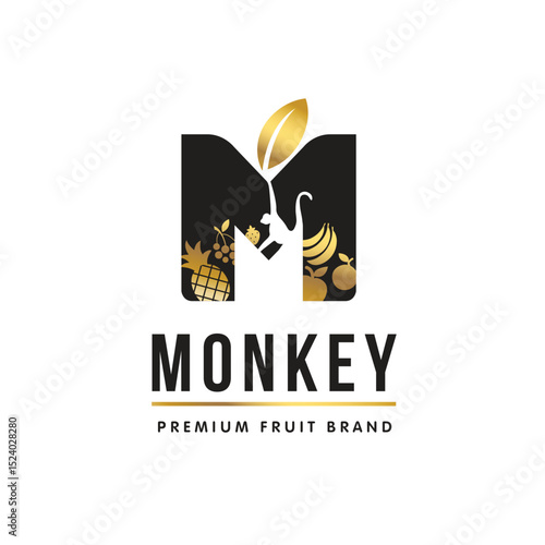 Combination logo monkey premium fruit brand