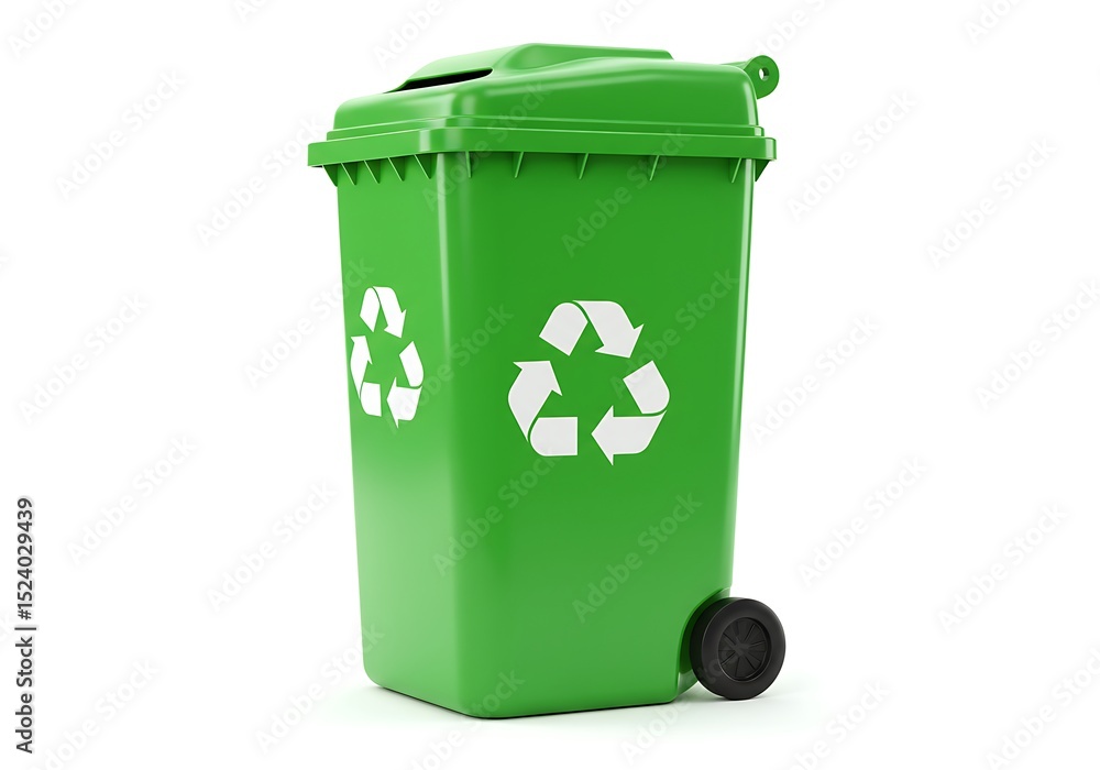Green recycling bin isolated on white background Green recycling bin isolated on white background