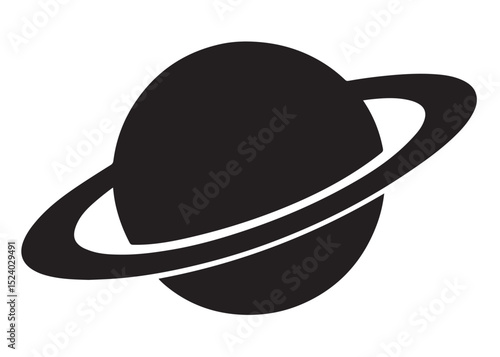planet saturn logo silhouette vector, saturn logo icon silhouette, simple silhouette vector of planet saturn logo, saturn planet logo silhouette vector illustration on white background