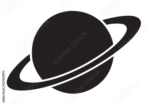 planet saturn logo silhouette vector, saturn logo icon silhouette, simple silhouette vector of planet saturn logo, saturn planet logo silhouette vector illustration on white background