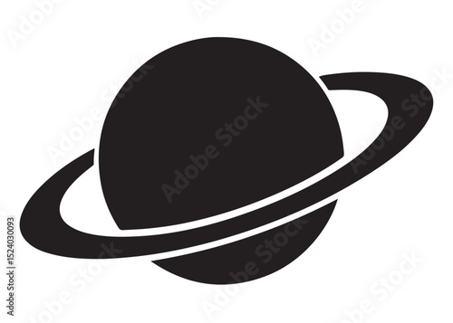planet saturn logo silhouette vector, saturn logo icon silhouette, simple silhouette vector of planet saturn logo, saturn planet logo silhouette vector illustration on white background