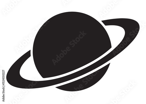 planet saturn logo silhouette vector, saturn logo icon silhouette, simple silhouette vector of planet saturn logo, saturn planet logo silhouette vector illustration on white background