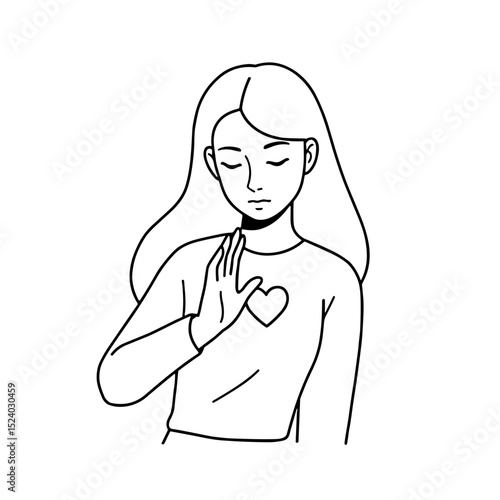 young woman with long hair making a hand gesture and expressing emotion in a thoughtful manner