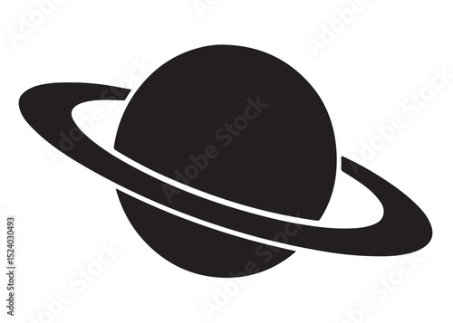 planet saturn logo silhouette vector, saturn logo icon silhouette, simple silhouette vector of planet saturn logo, saturn planet logo silhouette vector illustration on white background