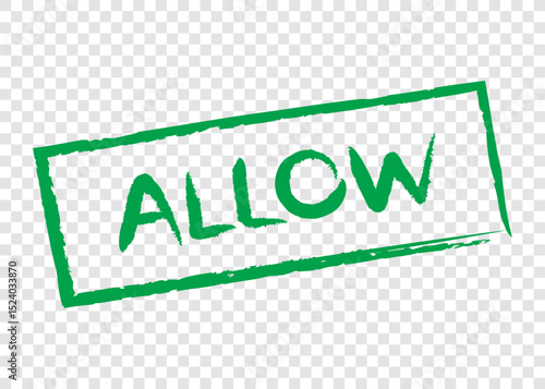 allow word stamp in green square frame on transparency background
