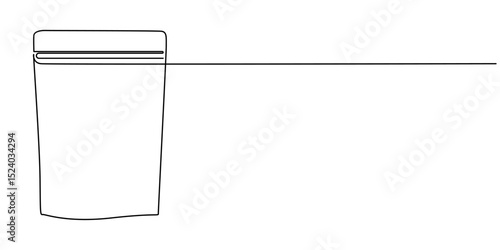 Brown bag lunch Drawing, Plastic cocaine bag icon, Plastic bag one line continuous drawing. Waste bag continuous one line illustration. Vector minimalist linear illustration, Vector illustration
