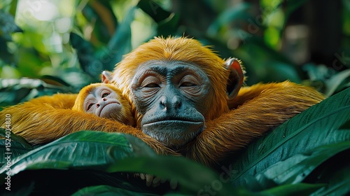 close image of Yellow Cheeked Gibbon monkey  HD 8k wallpaper photographic image