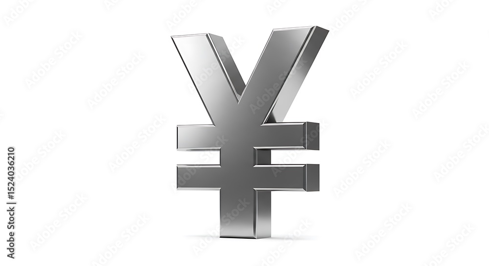 Obraz premium 3d metallic yen symbol isolated on white background