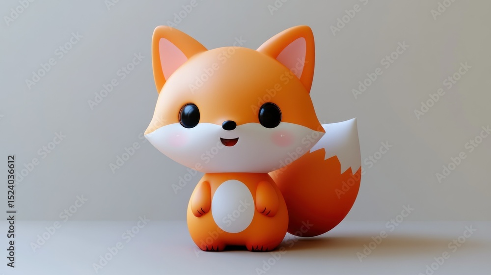 Fototapeta premium Cute, orange fox character
