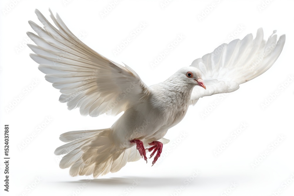 Obraz premium Beautiful White Dove In Flight Symbolizing Peace Freedom And Hope