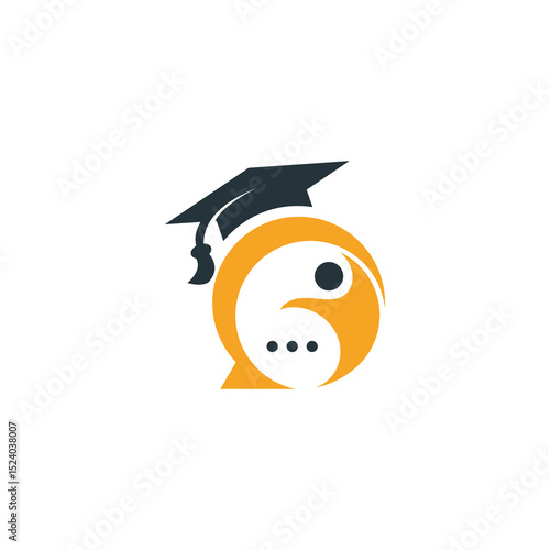 Abstract Education Logo Design: Graduation Cap and Communication