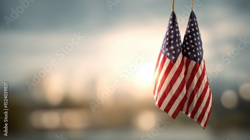Miniature American Flags Symbolizing Patriotism and National Pride Celebration