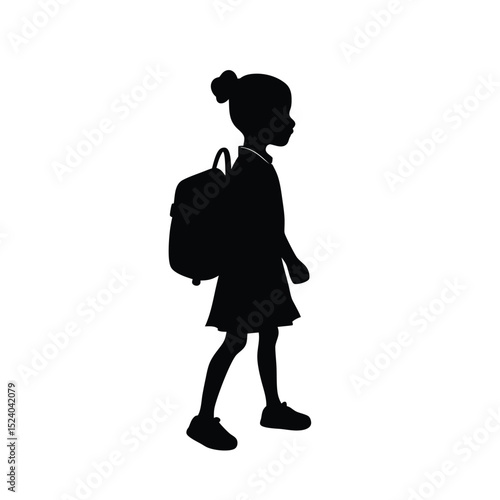 Back to school girl vector silhouette  