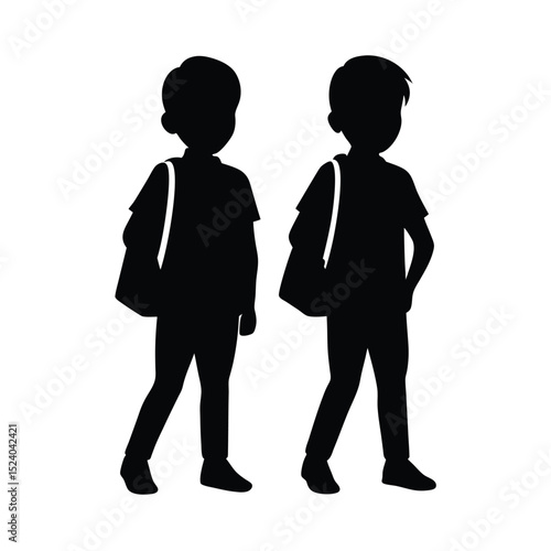 Boy students vector silhouette  