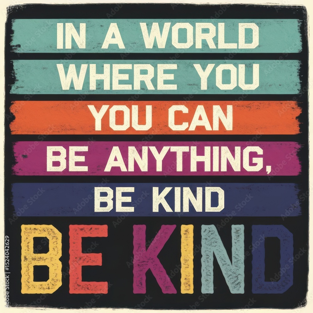 Inspirational message promoting kindness in a diverse world with retro style Inspirational message promoting kindness in a diverse world with retro style