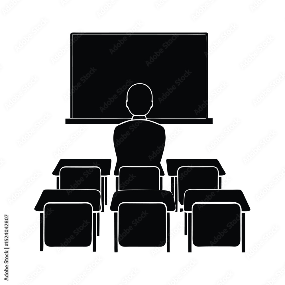 Obraz premium School classroom poster vector silhouette 