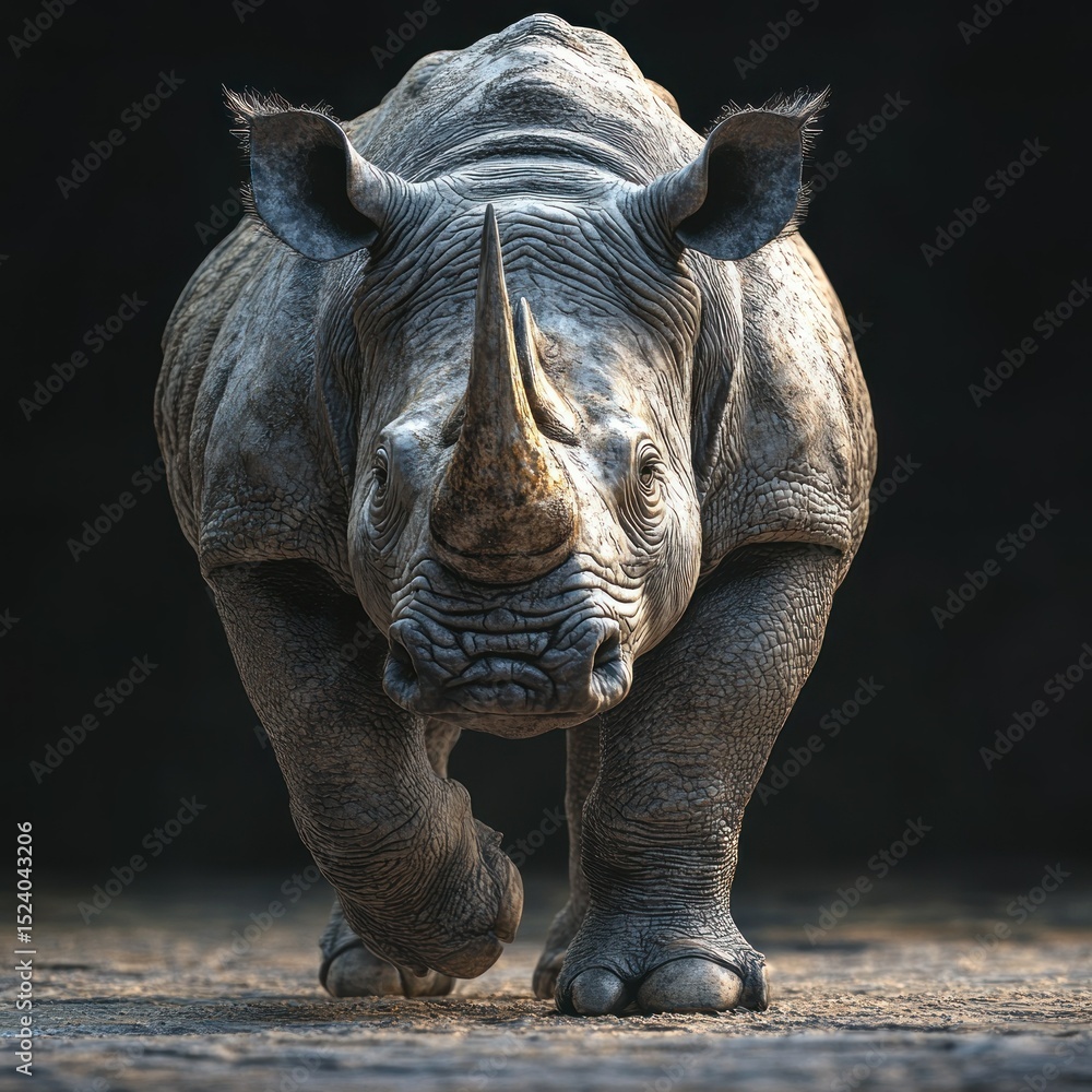 Fototapeta premium Powerful rhino charging forward