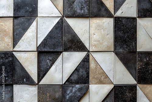 Wallpaper Mural high-quality photograph of a close-up of a modern geometric tile pattern on a bathroom wall. Generative AI Torontodigital.ca