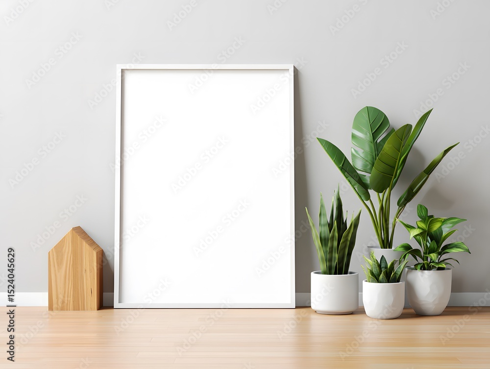 Blank White Frame with Plants for Minimalist Room Decor Blank White Frame with Plants for Minimalist Room Decor