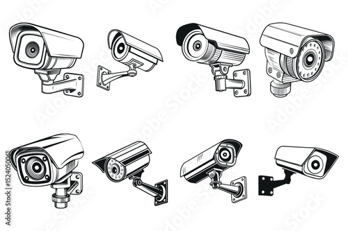 Classic CCTV Camera Icons Vector Silhouette Pack