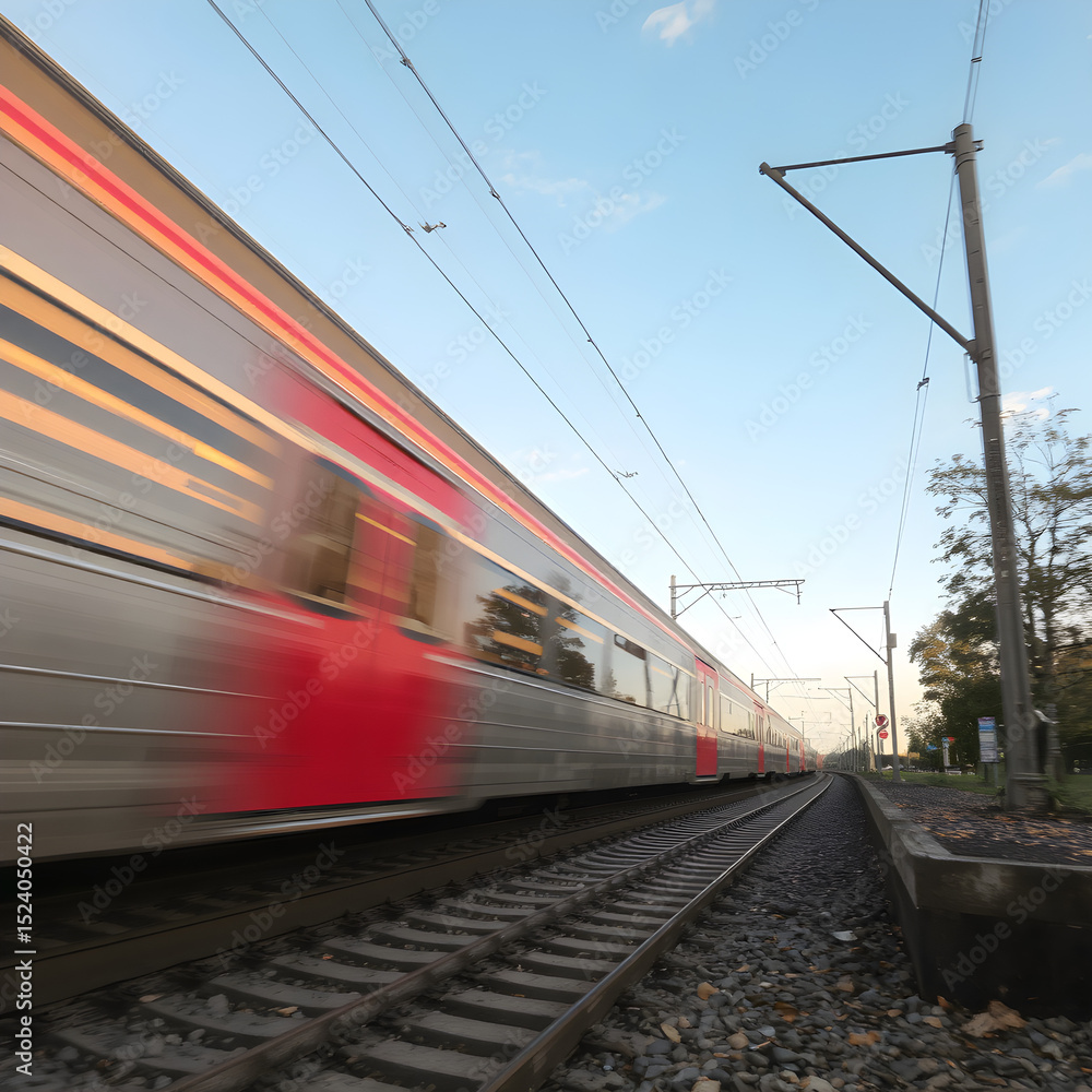 Naklejka premium train on railway